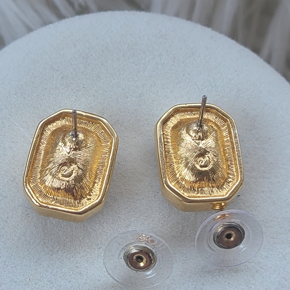 Swarovski Rhodium Plated Gold Toned Earrings- Great Condition - Picture 7 of 8